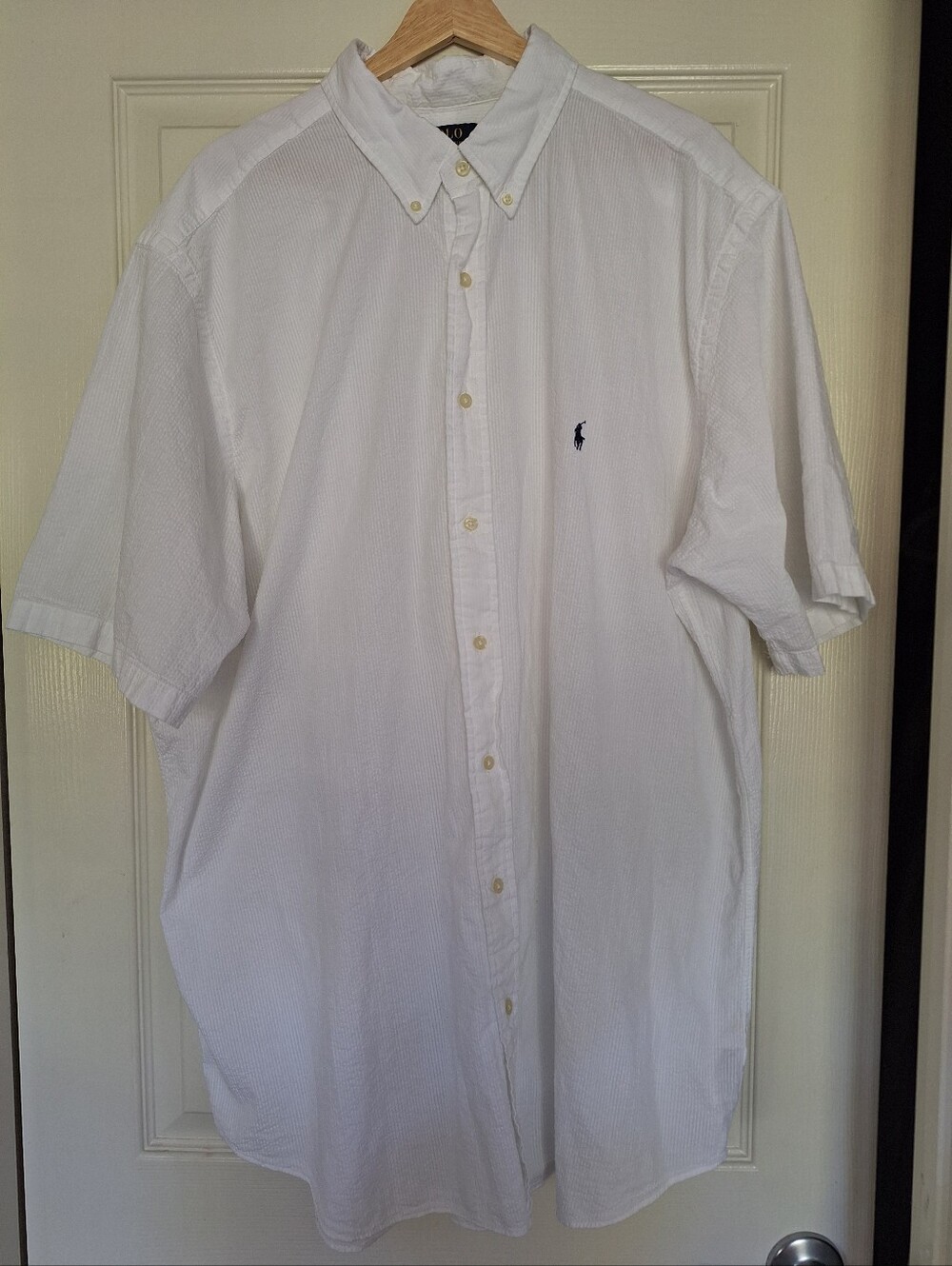 Polo Ralph Lauren 2XLT White Seersucker Short Sleeve Button Down Shirt 2XL Tall